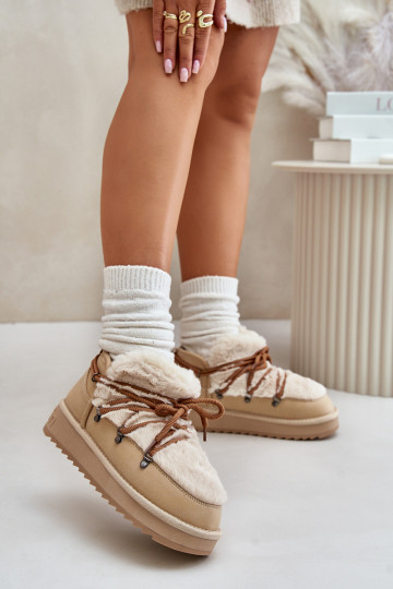 Sněhule s platformou s kožešinou D.Franklin DFSH370011 béžové 2