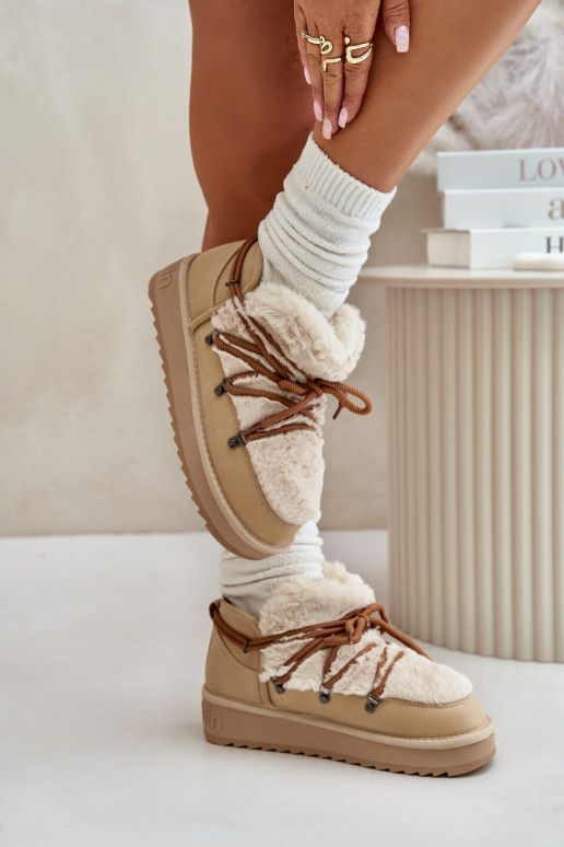  Sněhule s platformou s kožešinou D.Franklin DFSH370011 béžové