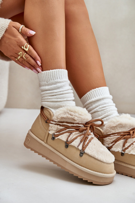  Sněhule s platformou s kožešinou D.Franklin DFSH370011 béžové