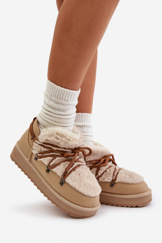  Sněhule s platformou s kožešinou D.Franklin DFSH370011 béžové