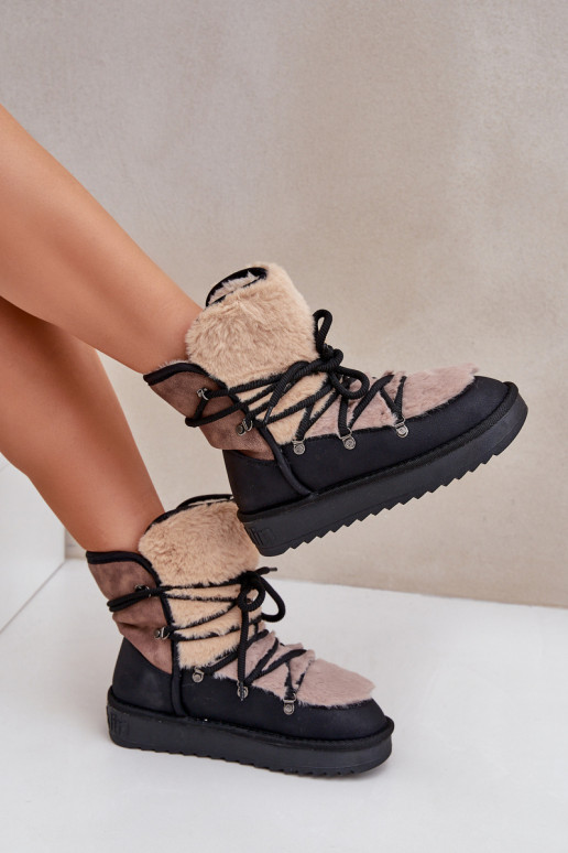 Sněhule  s kožešinou D.Franklin DFSH370012 Černé