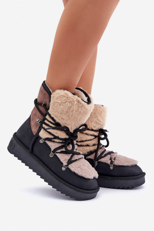 Sněhule  s kožešinou D.Franklin DFSH370012 Černé