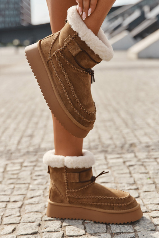 ze semiše Sněhule   Przeszyciami Big Star SS274373 Camel ze semiše Sněhule   Przeszyciami Big Star SS274373 Camel