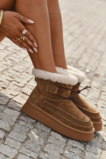 ze semiše Sněhule   Przeszyciami Big Star SS274373 Camel 2