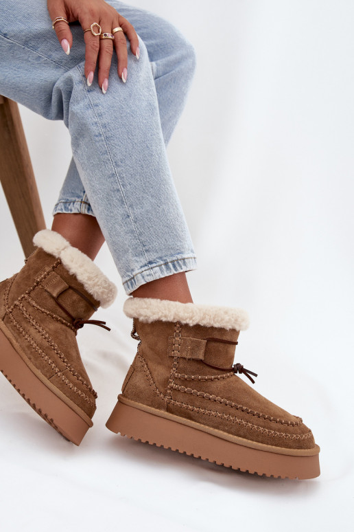 ze semiše Sněhule   Przeszyciami Big Star SS274373 Camel ze semiše Sněhule   Przeszyciami Big Star SS274373 Camel