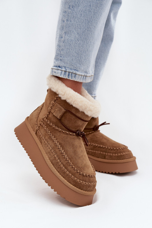 ze semiše Sněhule   Przeszyciami Big Star SS274373 Camel ze semiše Sněhule   Przeszyciami Big Star SS274373 Camel