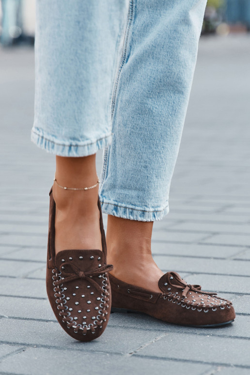 Zdobené Dámské mokasíny Z z eko semišeu hnědá Prissine Zdobené Dámské mokasíny Z z eko semišeu hnědá Prissine