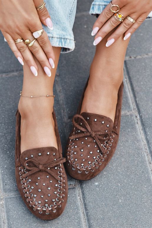 Zdobené Dámské mokasíny Z z eko semišeu hnědá Prissine Zdobené Dámské mokasíny Z z eko semišeu hnědá Prissine