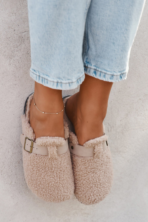 Dámské pantofle s kožešinou Typu Baranek béžové Lorivine