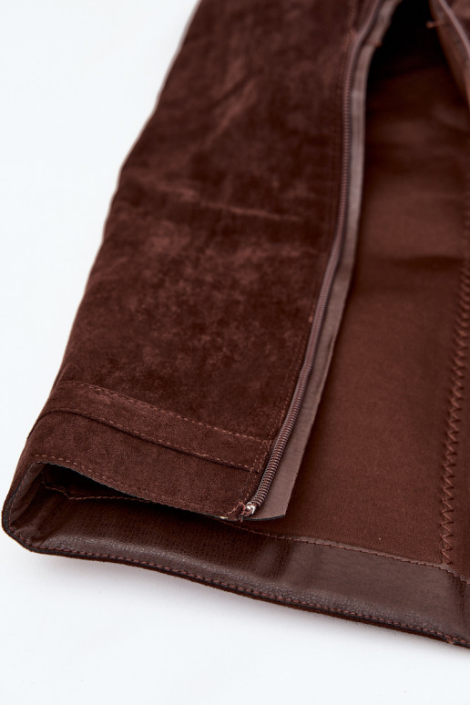 dámské dlouhé boty  s popruhy I stříbrné barvym Detalem Czekoladowe Korivelle