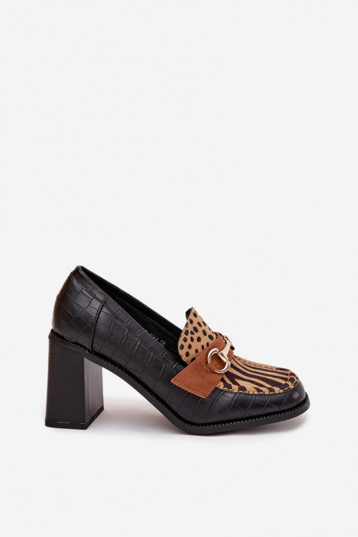 boty  s podpatky s potiskem I zlaté barvym Detalem Černé a-béžové Novella boty  s podpatky s potiskem I zlaté barvym Detalem Černé a-béžové Novella