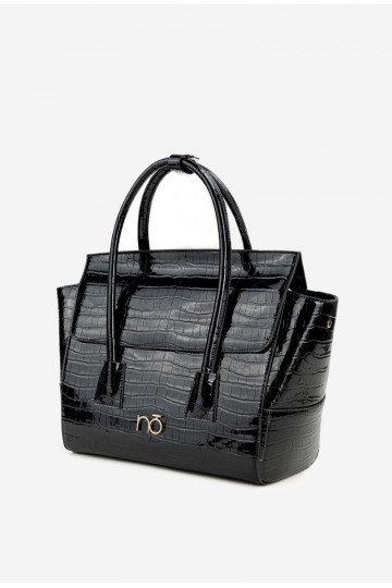s efektem laku Kabelka  s potiskem NOBO BAG5810-M20 černá 2