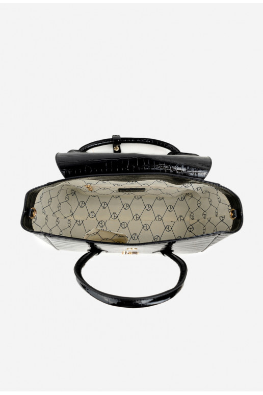 s efektem laku Kabelka  s potiskem NOBO BAG5810-M20 černá