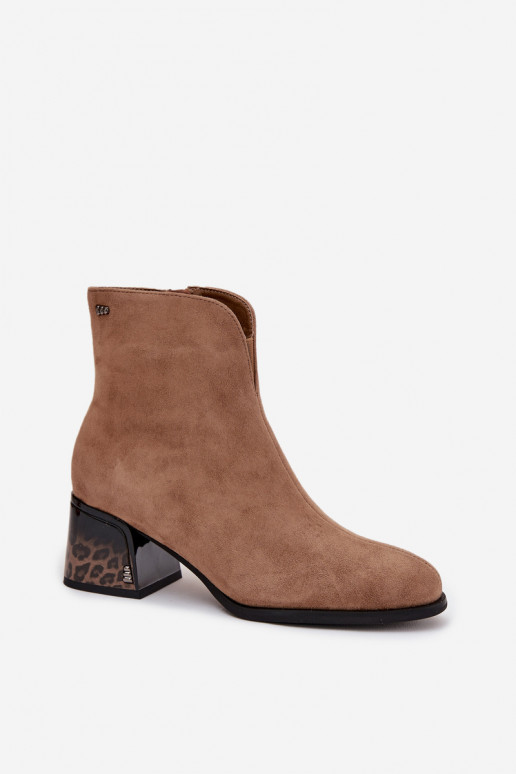 Dámské podpatky Z Naturalnego Zamszu s podpatky zateplené Vinceza 66806 Camel Dámské podpatky Z Naturalnego Zamszu s podpatky zateplené Vinceza 66806 Camel