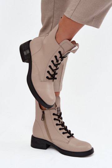 Dřeváky  na nízkém podpatku Vinceza 66818 béžové