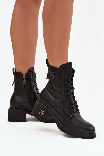 zateplené Dámské podpatky Z Naturalnej Skóry  Vinceza 66819 Černé 2