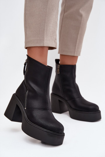  zateplené Dámské podpatky a platformou Vinceza 66831 Černé