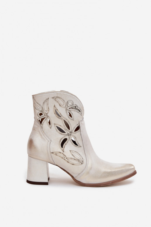 s ažurovými prvky Dámské podpatky Zazoo 3647 zlaté barvy Przecierany  s ažurovými prvky Dámské podpatky Zazoo 3647 zlaté barvy Przecierany