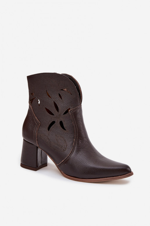 s ažurovými prvky Dámské podpatky Zazoo 3647 Czekoladowe  s ažurovými prvky Dámské podpatky Zazoo 3647 Czekoladowe