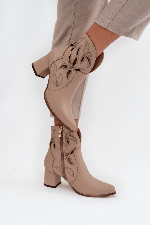 s ažurovými prvky Dámské podpatky Zazoo 3647 slonová kost  s ažurovými prvky Dámské podpatky Zazoo 3647 slonová kost