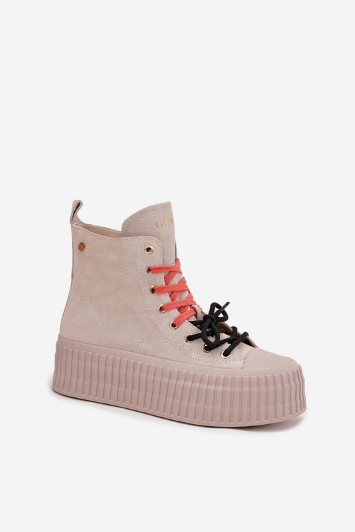 ze semiše zateplené Ležérní obuv s platformou GOE SS2N4047 béžové