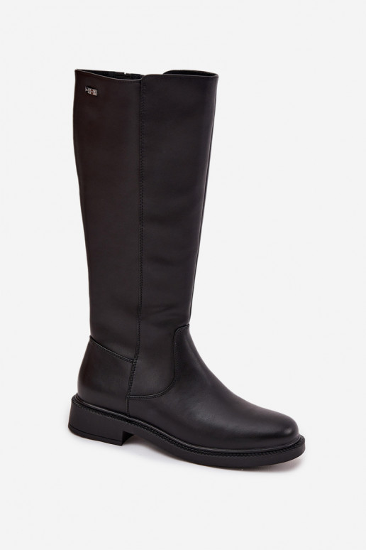 Teplé dlouhé kozačky s širokými podpatky Sergio Leone KZ25600-S Černé  Teplé dlouhé kozačky s širokými podpatky Sergio Leone KZ25600-S Černé