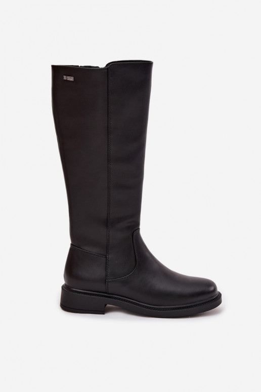 Teplé dlouhé kozačky s širokými podpatky Sergio Leone KZ25600-S Černé  Teplé dlouhé kozačky s širokými podpatky Sergio Leone KZ25600-S Černé