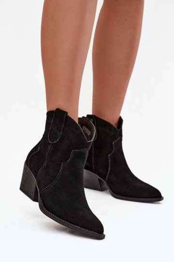 Slip-on vzor Boty v kovbojském stylu  Z Naturalnego Zamszu Černé Beretta 2