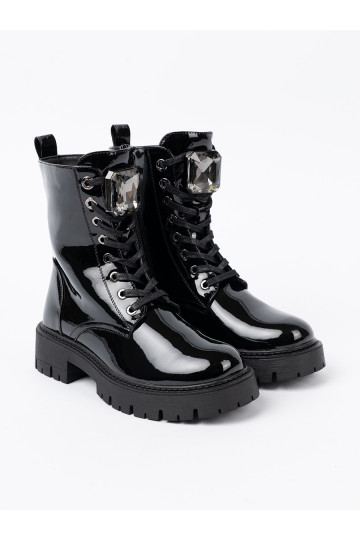 s efektem laku se šněrováním Dámská obuv Černé 2