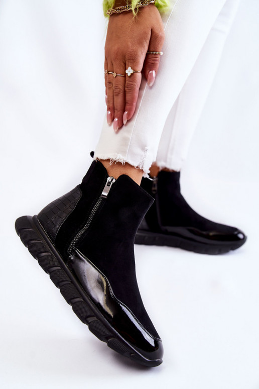 ze semiše  Stylovél obuvi s teniskami Černé Anita