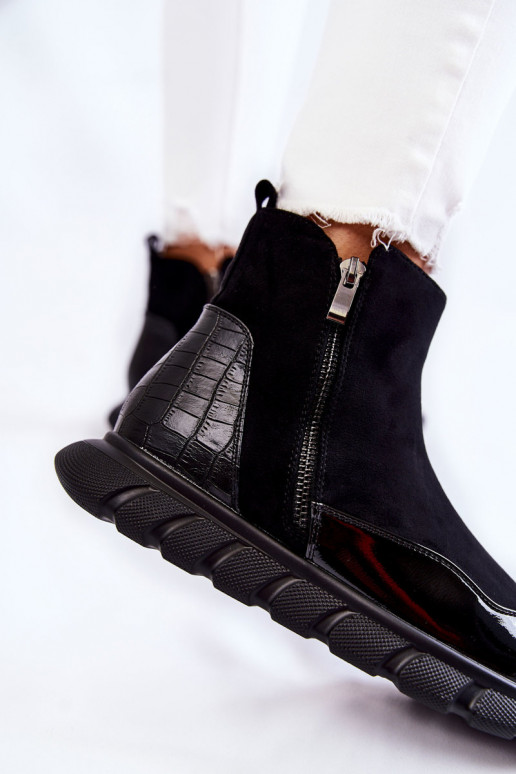 ze semiše  Stylovél obuvi s teniskami Černé Anita