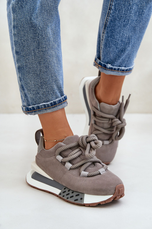 ze semiše Tenisky  s platformou Z Grubym m Artiker 54C1463 šedá