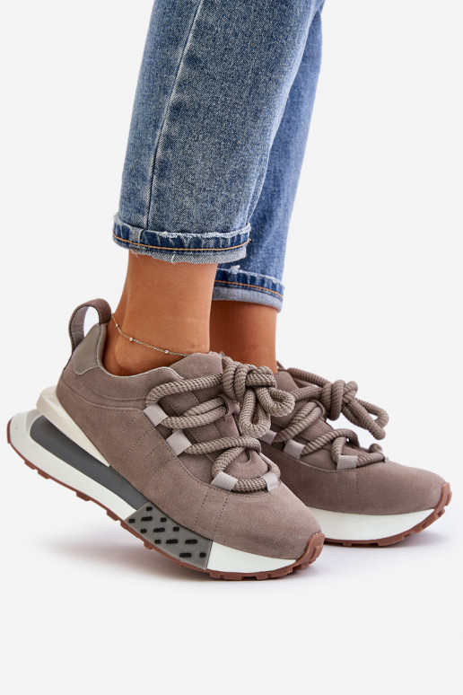 ze semiše Tenisky  s platformou Z Grubym m Artiker 54C1463 šedá