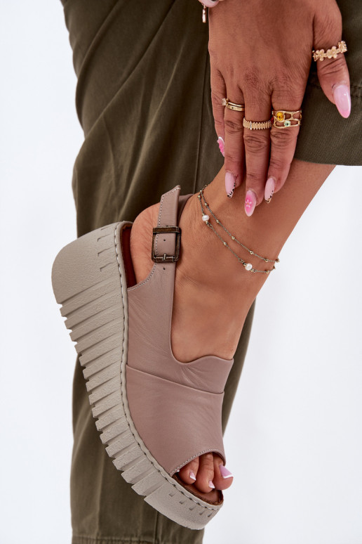 Dámské sandály Z Naturalnej Skóry  Artiker 54C0788 béžové