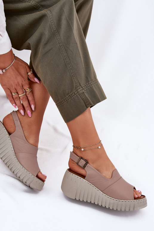 Dámské sandály Z Naturalnej Skóry  Artiker 54C0788 béžové