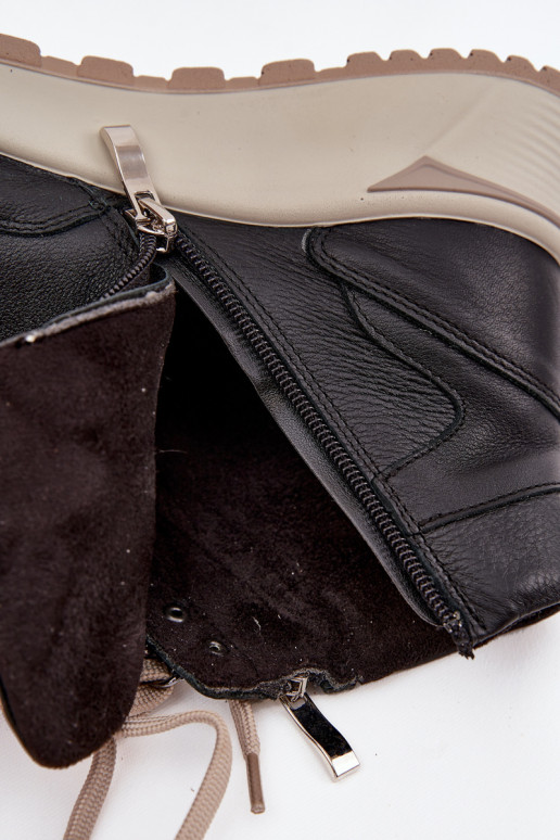 Dřeváky Sportovní styl  s platformou Z Naturalnej Skóry Zazoo Z1239 Černé