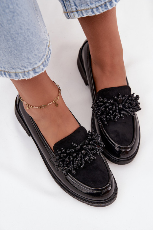  mokasíny s efektem laku S.Barski HY52-369B Černé