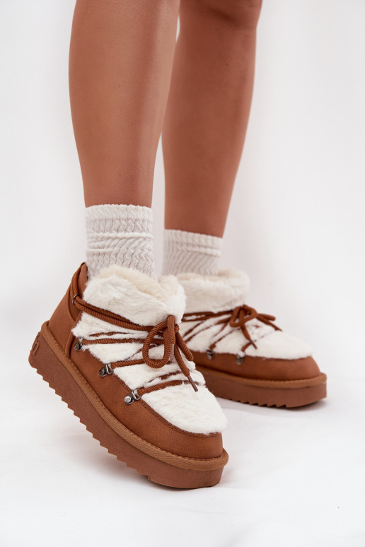  Sněhule s platformou s kožešinou D.Franklin DFSH370011 Camel