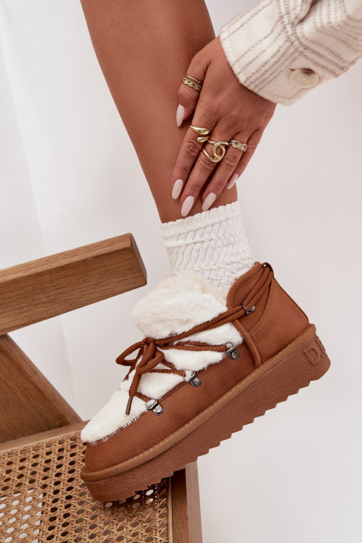  Sněhule s platformou s kožešinou D.Franklin DFSH370011 Camel