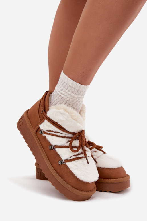  Sněhule s platformou s kožešinou D.Franklin DFSH370011 Camel