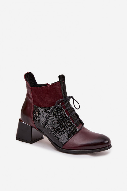 Zazoo 60503 Dřeváky s podpatky zateplené vínová