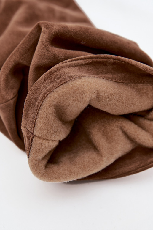  dlouhé boty Z Naturalnego Zamszu s podpatky zateplené Zazoo 4228 hnědá