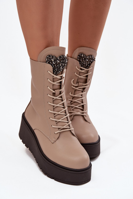 Dřeváky  s ornamenty zateplené béžové Ulrika