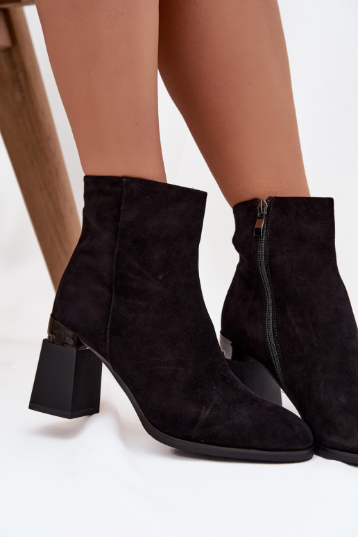 Dámské podpatky Z Naturalnego Zamszu s podpatky zateplené D&A CR52-718 Černé