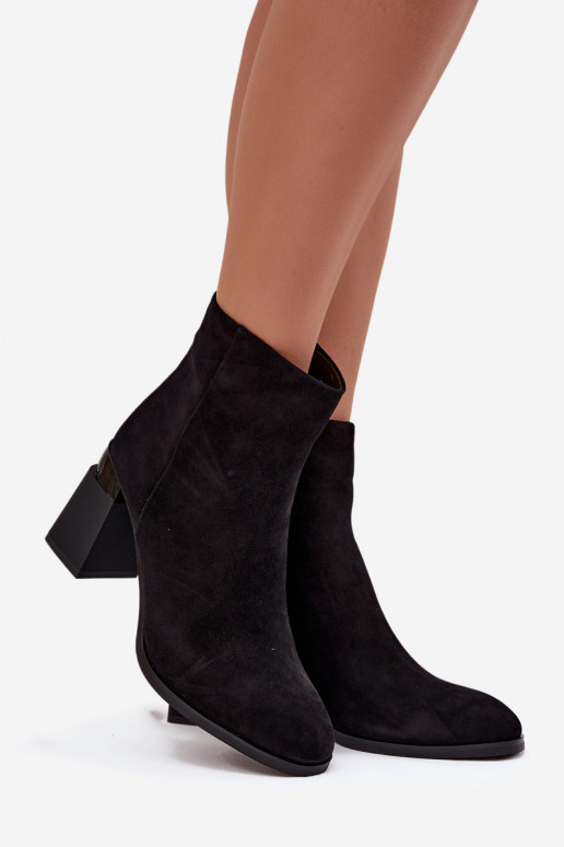 Dámské podpatky Z Naturalnego Zamszu s podpatky zateplené D&A CR52-718 Černé