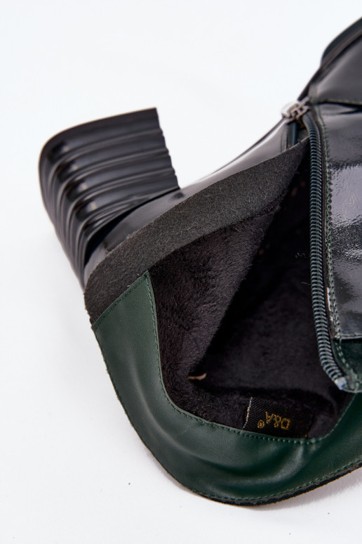 s efektem laku Dámské podpatky Z Naturalnej Skóry s podpatky D&ACR52-696 khaki