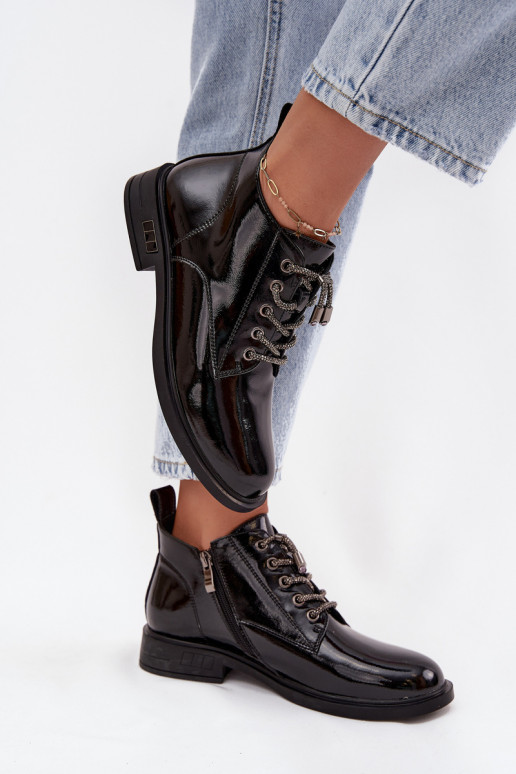  s efektem laku Dámské podpatky  m D&A MR52-124 Černé