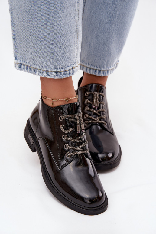  s efektem laku Dámské podpatky  m D&A MR52-124 Černé