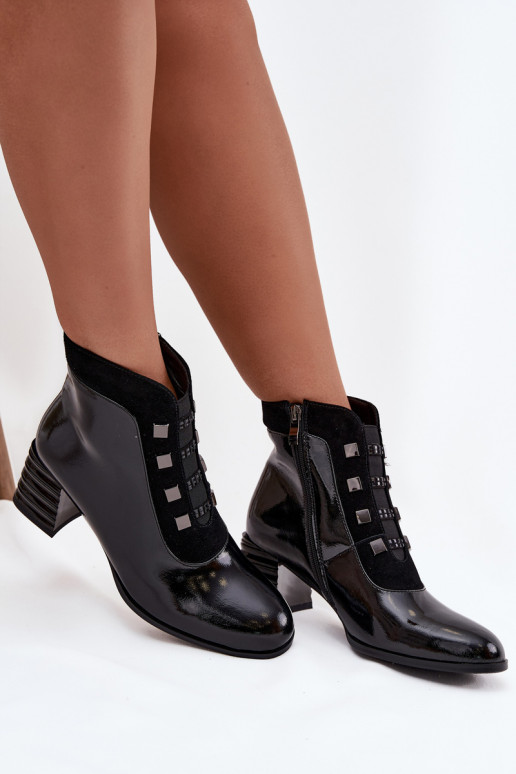  s efektem laku Dámské podpatky D&A MR52-144 Černé