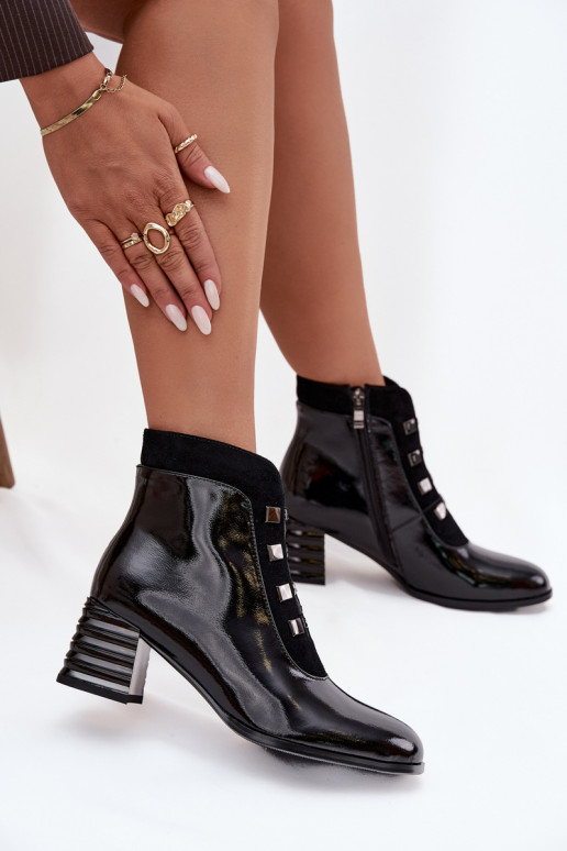  s efektem laku Dámské podpatky D&A MR52-144 Černé